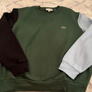 Lacoste Men's Crewneck Sweater in Green, Black, and Light Blue